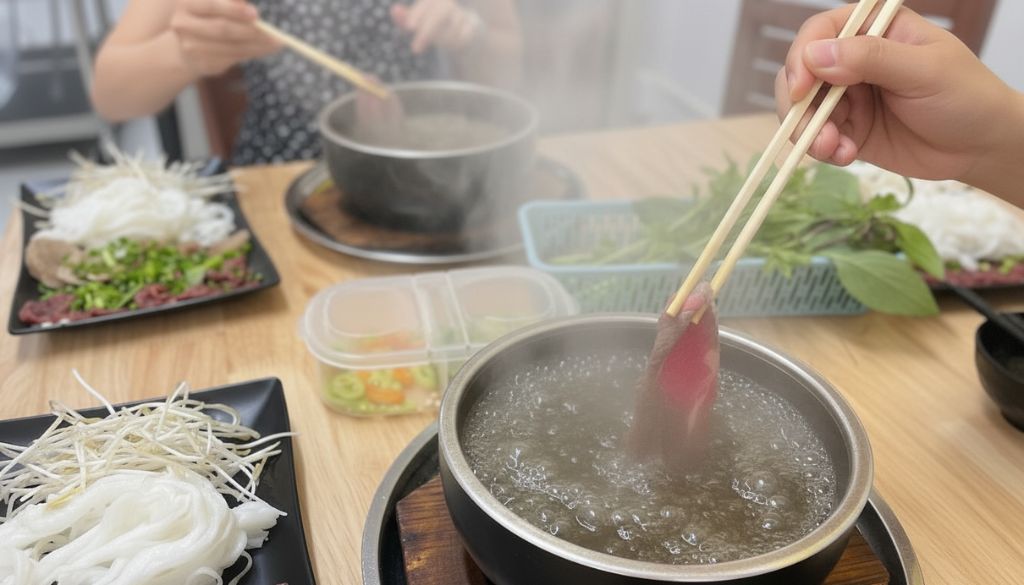 Simply dip the meat and noodles into the hot stone bowl and enjoy authentic Vietnamese pho in minutes